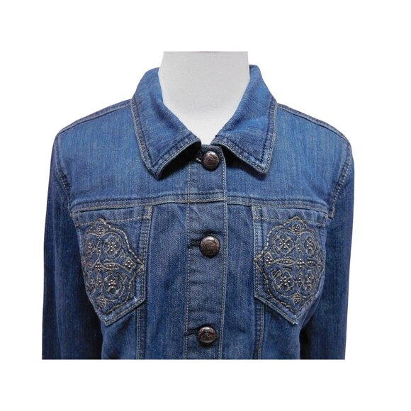 Vtg Code Bleu Womens Blue Denim Jacket Decorative Front Pockets Sz M - Picture 8 of 12
